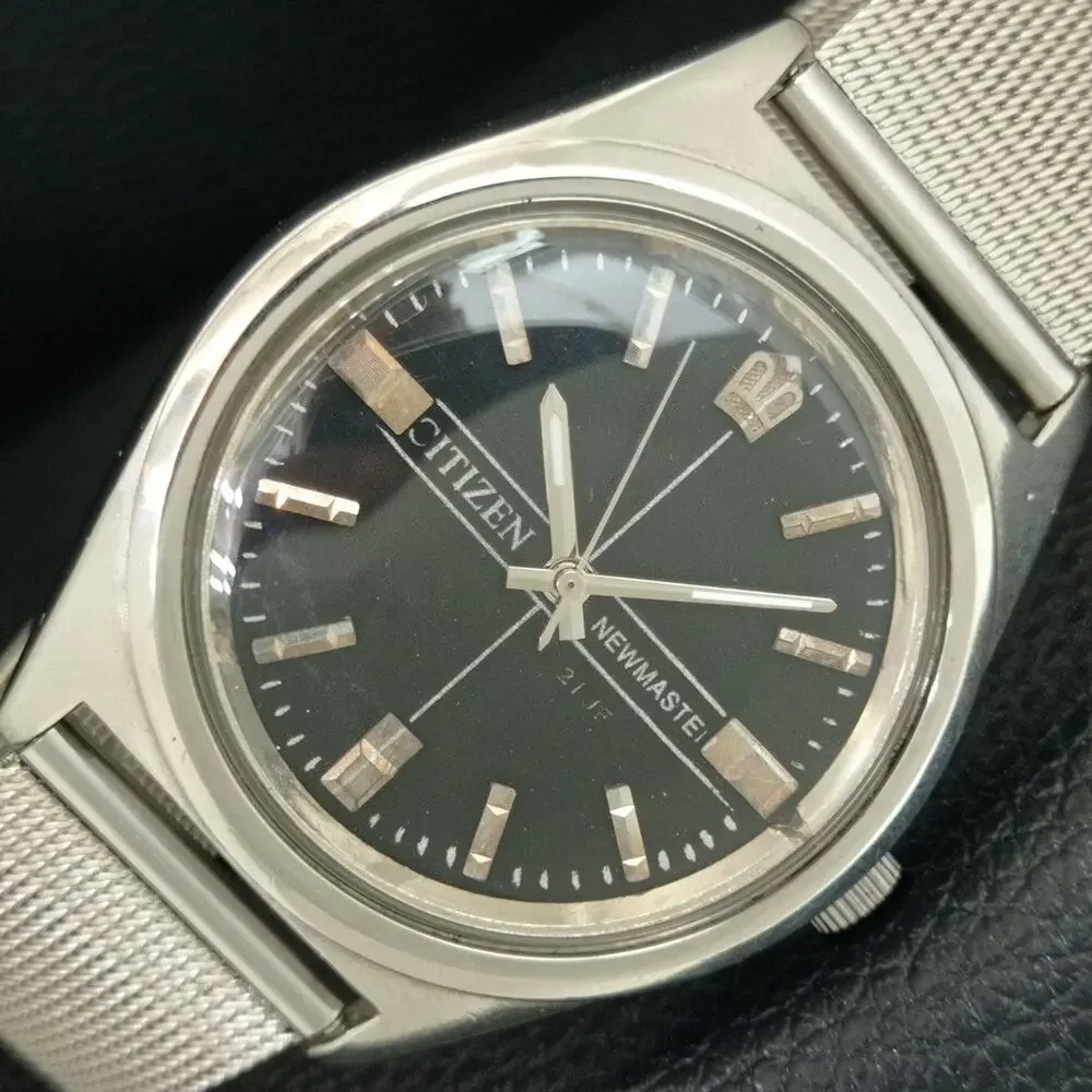 Vintage 1985 Citizen Manual Wound Mens Silver Watch & Silver accents